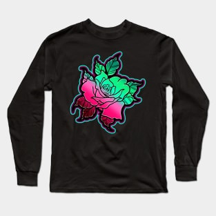 colorful gradient blend rose Long Sleeve T-Shirt